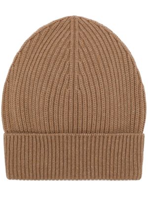 Dolce & Gabbana bonnet en maille nervurée à bord retroussé - Marron