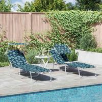 Ligstoel 2-persoon 2 pcs Groen 58 x 188 x 77cm Stof