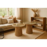 Set van 2 tafels Home ESPRIT Lichtbruin 55 x 55 x 46 cm