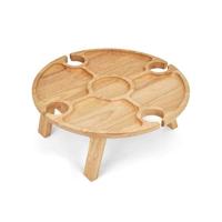 Vassoio per antipasti - LIVOO - MES150 - Legno di caucciù - Vassoio divisorio - 4 tacche per bicchieri - Gambe pieghevoli