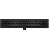 Wiesbaden Douchegoot 60x7cm Mat Zwart met Flens & Rooster