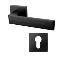 Mooi Deurbeslag Deurklink Nova21 mat zwart met vierkante cilinderrozetten - thumbnail