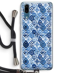 Blauw motief: Huawei P20 Transparant Hoesje met koord