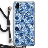 Blauw motief: Huawei P20 Transparant Hoesje met koord
