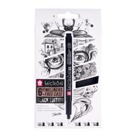 Fineliner Sakura Pigma Micron Black Edition set à 6 breedtes + gratis etui | 6 stuks
