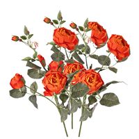 Kunstbloem roos Ariana - 3x - oranje - 73 cm - kunststof steel - decoratie bloemen - thumbnail