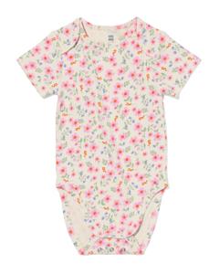 HEMA Meegroeiromper Rib Bamboe Met Stretch Bloemen Roze (roze)