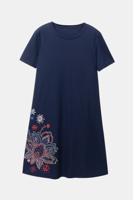 Wijd uitlopende overhemdjurk - BLUE - S