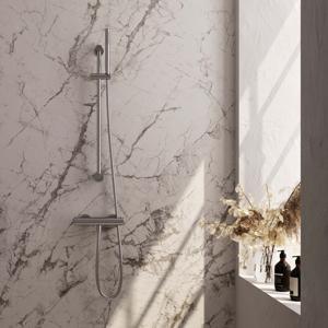 Douchekraanset Brauer Brushed Edition Opbouw Met Glijstang En Ronde Handdouche Geborsteld RVS