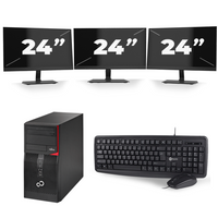 Fujitsu Esprimo P556 Micro Tower - Intel Core i5-6e Generatie - 8GB RAM - 256GB SSD - Windows 11 + 3x 24 inch Monitor