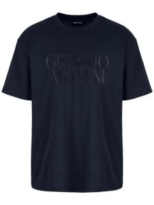 Giorgio Armani t-shirt en coton à logo brodé - Bleu