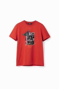 T-shirt met korte mouwen en vlinder - ORANGE - S