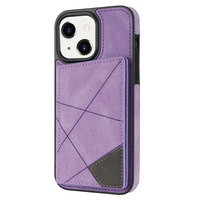 iPhone 15 hoesje - Backcover - Pasjeshouder - Portemonnee - Camerabescherming - Stijlvol patroon - TPU - Paars