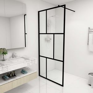 VidaXL Inloopdouchewand 90x195 cm gehard glas zwart
