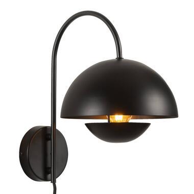 Wandlamp Yuki E27 - zwart metaal - 30x30x20 cm - Leen Bakker