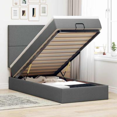 Bed met matras 90x200 cm stof donkergrijs