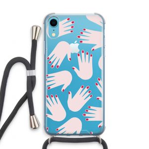 Hands pink: iPhone XR Transparant Hoesje met koord