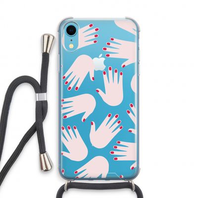 Hands pink: iPhone XR Transparant Hoesje met koord