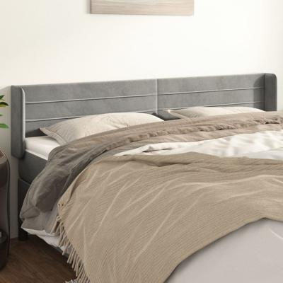 Hoofdbord met randen 203x16x78/88 cm fluweel lichtgrijs