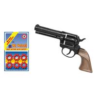 Gohner cowboy verkleed speelgoed revolver/pistool - metaal - met 12x ringen 8 schots plaffertjes