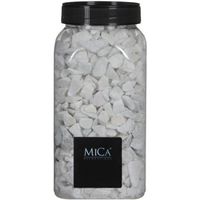 Mica Decorations - witte kiezel stenen - potje van 1 kilo - vaas/bloempot vulling   -