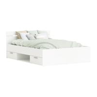 Leen Bakker - Bed Michigan - 140x200 Cm - Spaanplaat - Wit - 144.5x74.2x204.3 Cm