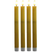 Magic Flame Dinerkaarsen - LED - 4x stuks - geel - 25 cm - met glitters