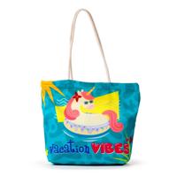 Vakantie Vibes Eenhoorn Canvas Strandtas
