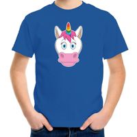 Cartoon eenhoorn t-shirt blauw voor jongens en meisjes - Cartoon dieren t-shirts kinderen