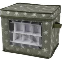Kerstballen opbergbox - groen - 33,5 x 33,5 x 24,5 cm - opvouwbaar - polyester