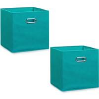 Opbergmand/kastmand - 4x - petrol - 28 x 28 cm - polyester - speelgoedmand