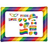 Foto prop set met frame - gay pride regenboog - 13-delig - photo booth accessoires - thumbnail