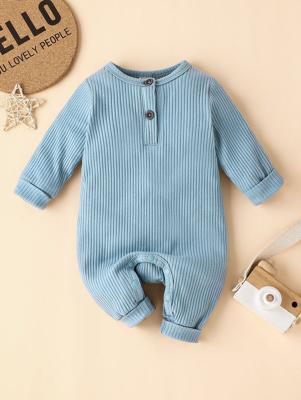 Baby Boy Unisex Half Button Jumpsuit Blue / 80