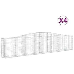 The Living Store Schanskorf Gabion 400x30x80/100cm - Gegalvaniseerd ijzer - Decoratieve en geluidsisolerende