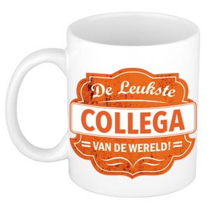 De leukste collega cadeau mok / beker wit met oranje embleem 300 ml   -