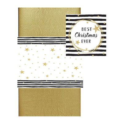 Kerst thema tafel set met sterretjes goud