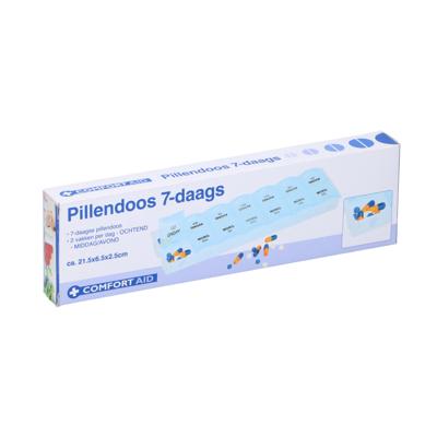 Basic Comfort aid pillendoos 7-daags 2x6.4x21.5 cm blauw/wit