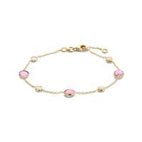 14k Geelgouden Armband met Roze Robijn en Roze Opaal - 17-19 cm