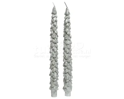 Dinerkaars Kerstboom Zilver 25cm 2st