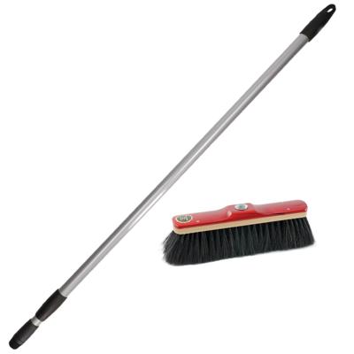 Sorex Binnenbezem - rood - telescoopsteel - 65 tot 130 cm - bezem met paardenhaar
