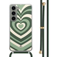 Samsung Galaxy S23 hoesje met groen koord - Hart swirl groen