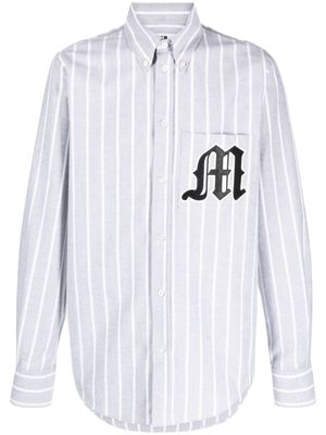MSGM chemise rayée à logo appliqué - Gris