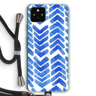 Blauwe pijlen: Pixel 5a 5G Transparant Hoesje met koord