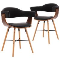 The Living Store Eetkamerstoelen - Set van 2 - Armleuningen - Kunstleer - Zwart - 52.5x47x75.5 cm - 110kg draagvermogen