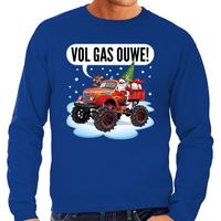 Foute Kersttrui monstertruck santa blauw voor heren - thumbnail