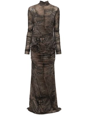 Blumarine robe imprimée à fronces - Vert