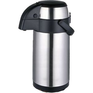 Michelino RVS Thermoskan met pomp - 3.0 Liter - Met handgreep - Zilver