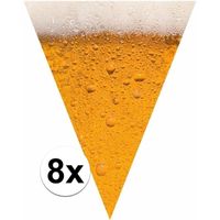 8x Bier print vlaggenlijnen / slingers 6,4 meter