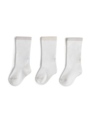 Brunello Cucinelli Kids paires de chaussettes à logo intarsia (lot de trois) - Blanc