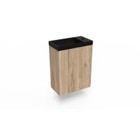 Arcqua Luna Fonteinset 54.3x39.7x21.8cm Canyon Oak met marble fontein zonder overloop mat zwart FNK419559